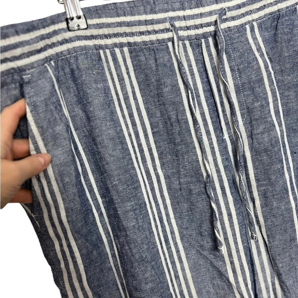 Old Navy • Linen Wide Leg Blue Stripe Pants - Picture 3 of 6